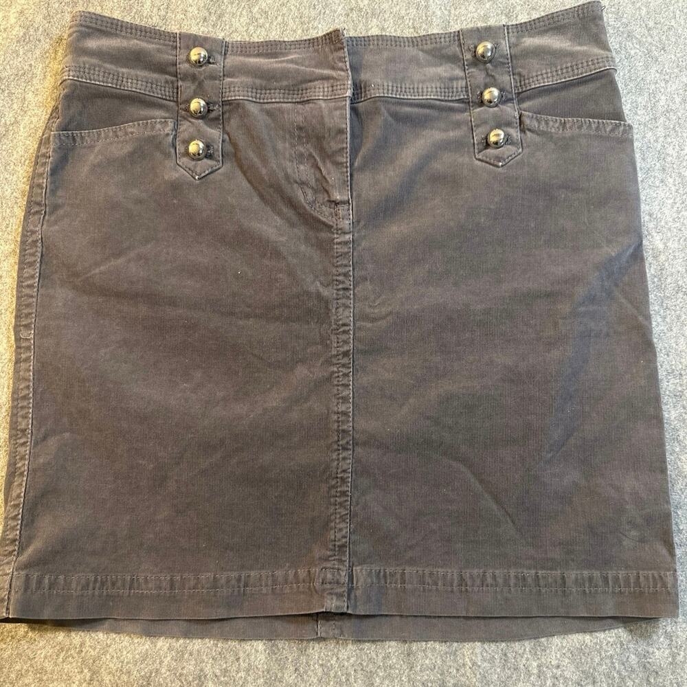 White House Black Market Grey Corduroy Skirt womens size 2 zip up w/4 pockets